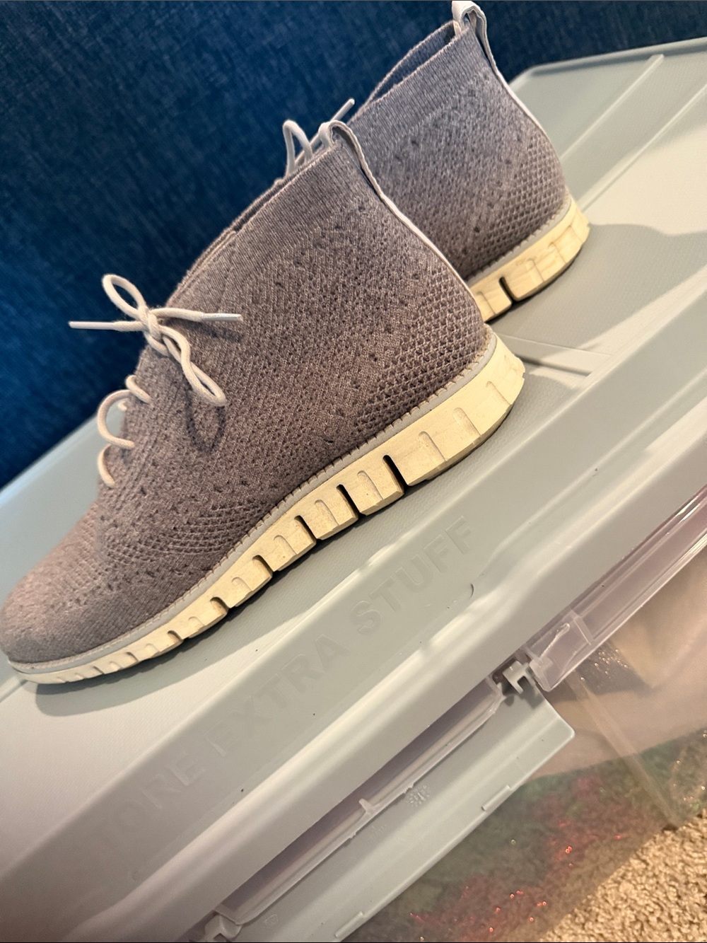 Cole Haan Grey Knit Chukka Sneakers with Cream Sole